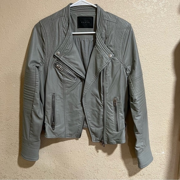BlankNYC dark gray faux leather moto biker jacket - Picture 1 of 8